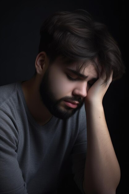 Une photo d'un jeune homme souffrant de dépression.