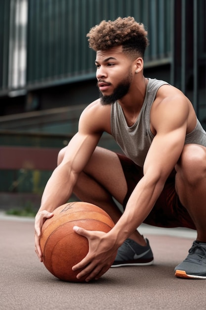Une photo d'un jeune homme sportif faisant des exercices avec une balle médicale à l'extérieur