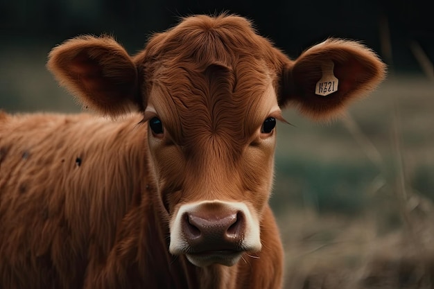 Une photo d'une jeune vache