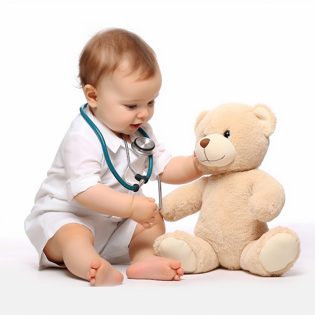 Photo d'un joli bébé jouant avec des jouets