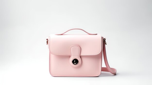 Photo de joli sac femme en cuir rose isolé sur fond blanc