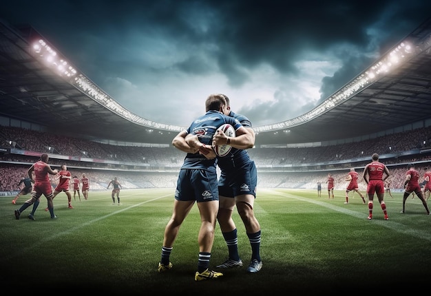 Photo photo de joueurs de rugby pendant le match de rugby