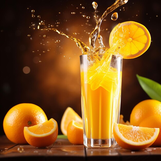 Photo jus d'orange versé de la bouteille dans