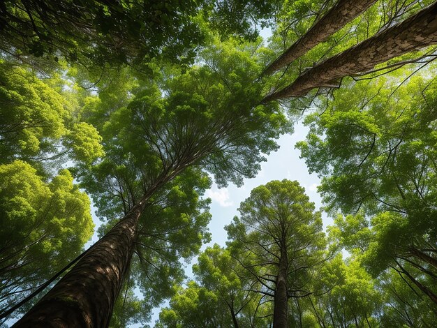 Photo jusqu'au sommet de l'arbre prise d'en bas magnifiquement réalisée avec l'IA générative