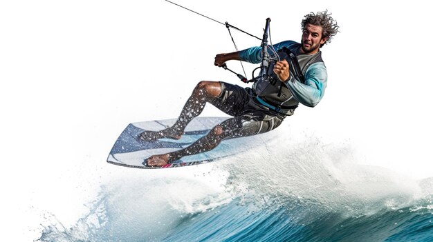 Photo une photo de kitesurf sur les vagues de l'océan