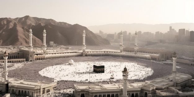 Photo une photo large de l'ia générative du hajj