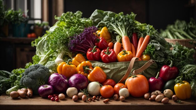 photo légumes frais chou persil poivrons laitue aneth chou-fleur tomates concombre sur fond sombre 2