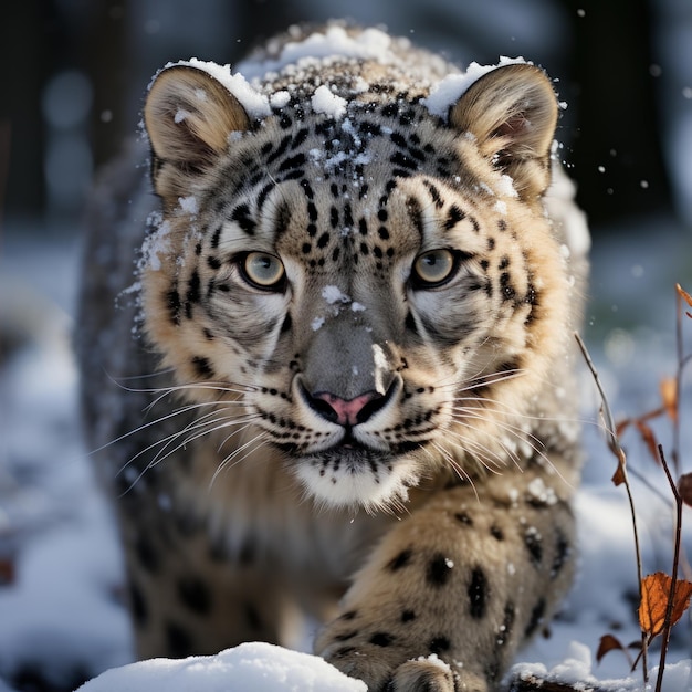 Photo d'un léopard des neiges frappant et insaisissable dans la nature