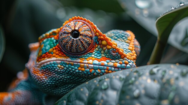 Photo une photo d'un lézard coloré sur un arbre