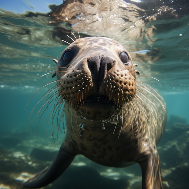 Photo une photo d'un lion de mer ludique et curieux