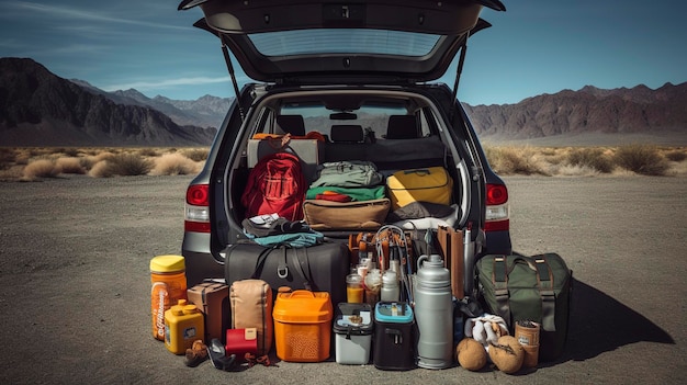 Une photo d'une location de voiture Road Trip Essentials