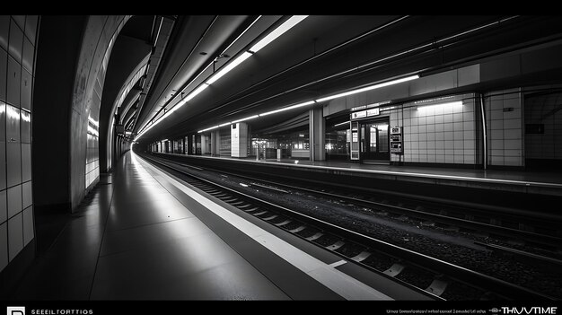 photo à longue exposition à grand angle du métro traversant la ville