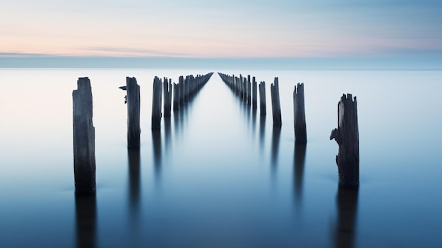 une photo à longue exposition d'une jetée en bois