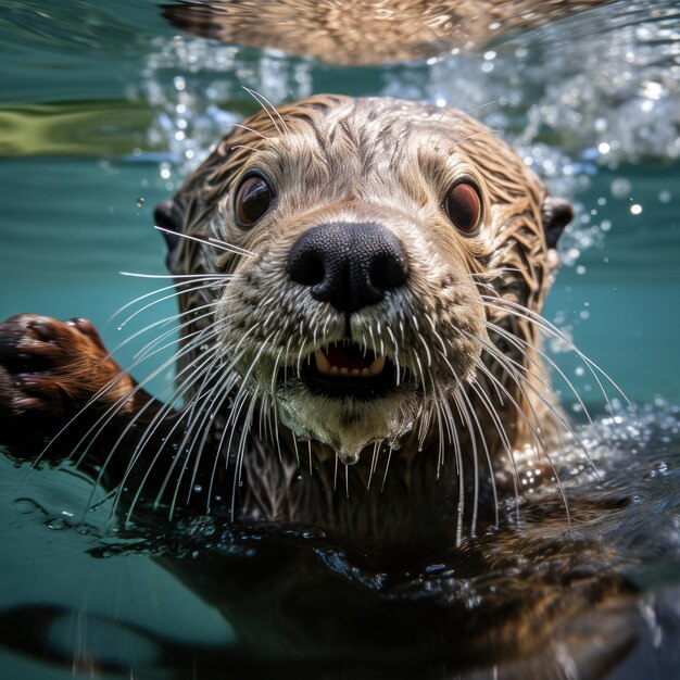 photo d'une loutre de mer ludique et curieuse IA générative