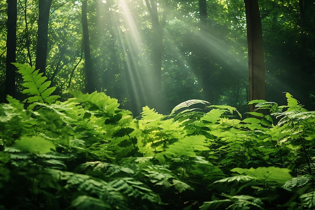 Photo de la lumière du soleil qui traverse le feuillage dense