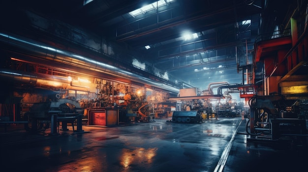 Une photo des machines intérieures d'une usine