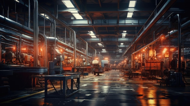 Une photo des machines intérieures d'une usine