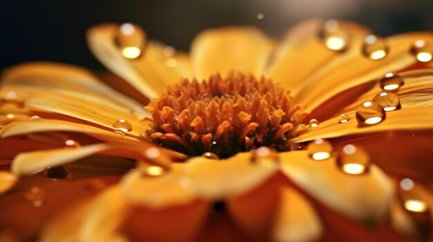 Photo macro abstraite Fleur artistique avec des gouttes d'eau en arrière-plan