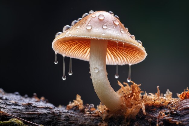 Une photo macro d'un champignon