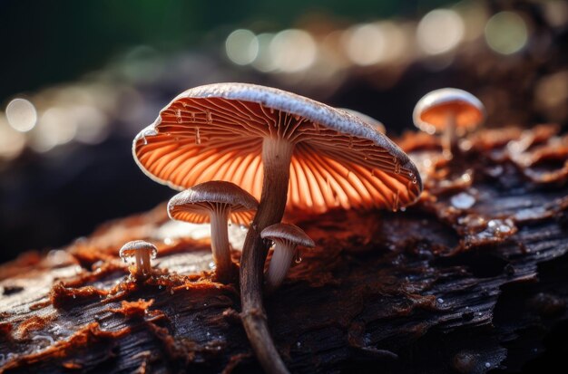 Une photo macro d'un champignon