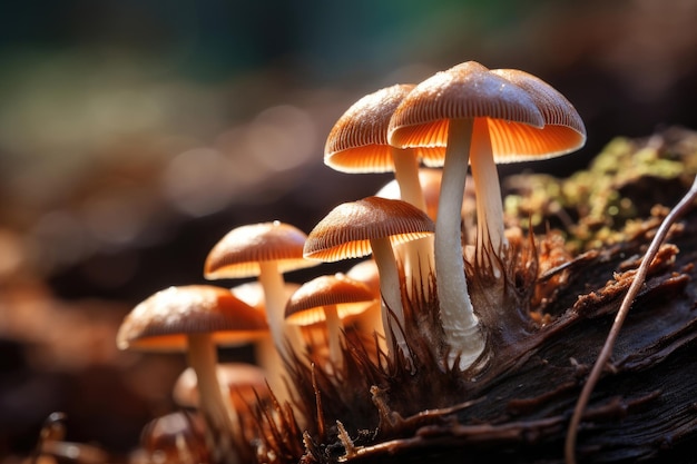 Une photo macro d'un champignon