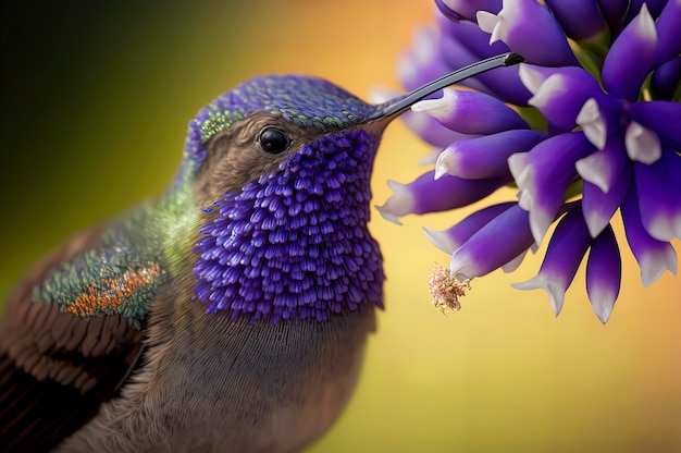 Photo macro d'un colibri