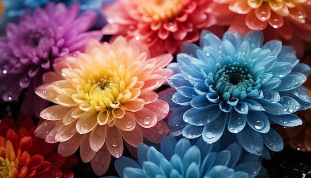 Photo macro de fleurs de chrysanthème colorées