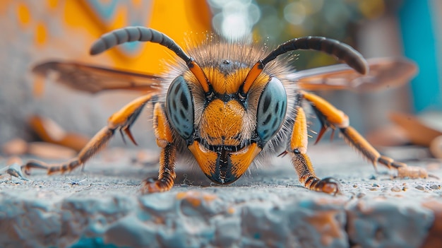 photo macro d'un frelon en gros plan