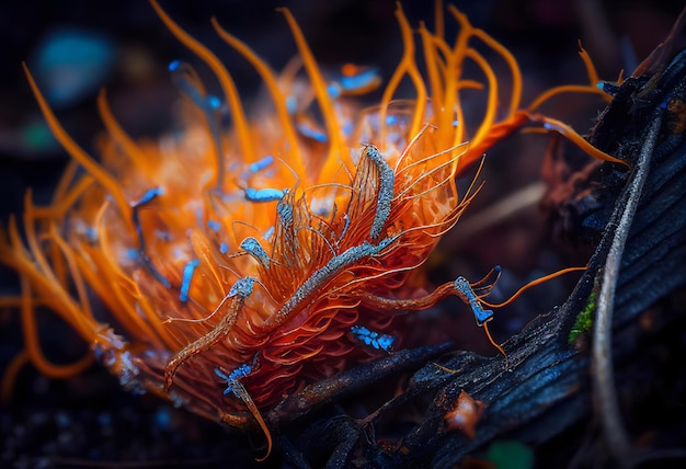 Photo macro de la mycologie des champignons cordyceps