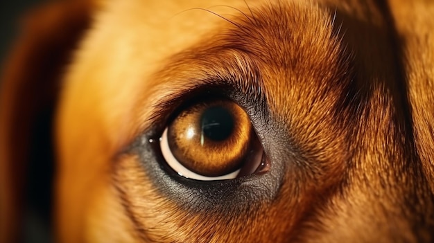 Une photo macro de l'œil d'un chien