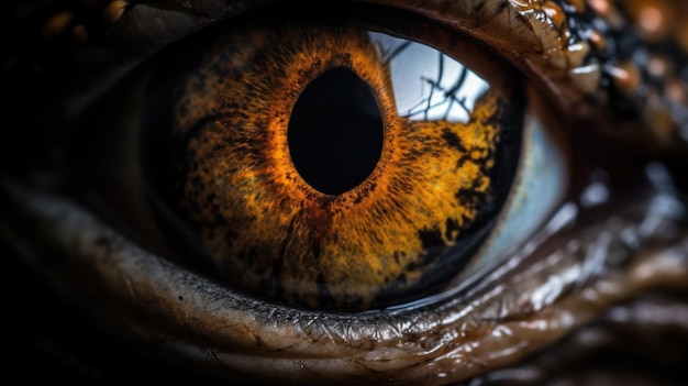 Photo macro de l'œil d'un reptile