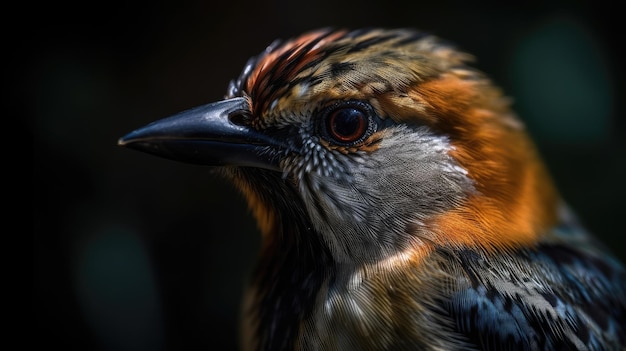 Photo macro d'un petit oiseau