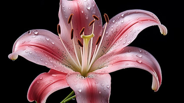 Une photo d'une macro photo hyper détaillée d'un lily délicat mettant en évidence sa forme élégante et douce