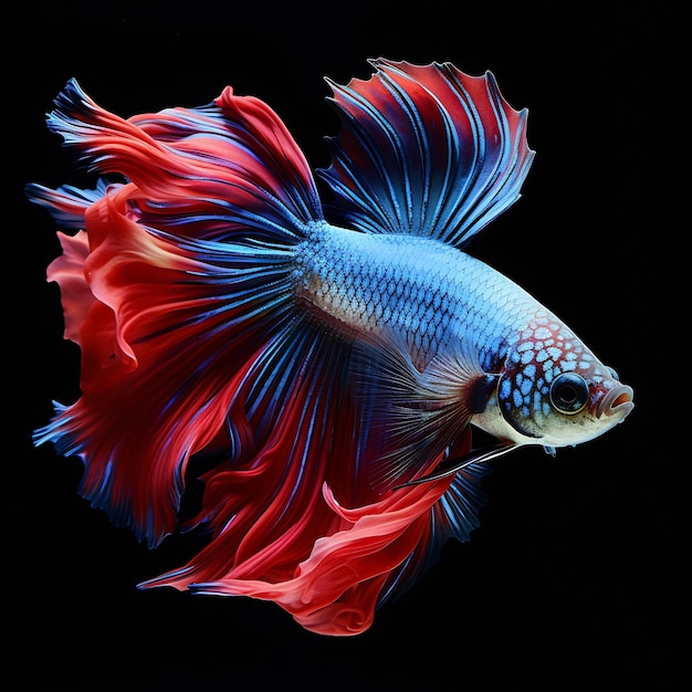 Une photo d'un magnifique poisson betta sur fond noir