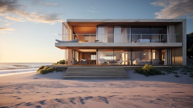 Une photo d'une maison de plage contemporaine à Coast