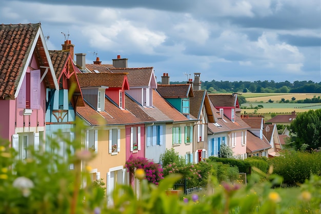 Une photo de maisons victoriennes colorées