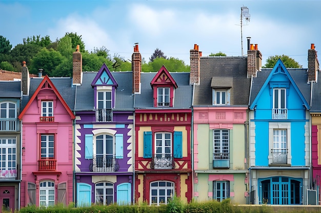 Une photo de maisons victoriennes colorées