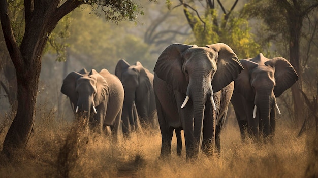 Une photo d'un majestueux troupeau d'éléphants