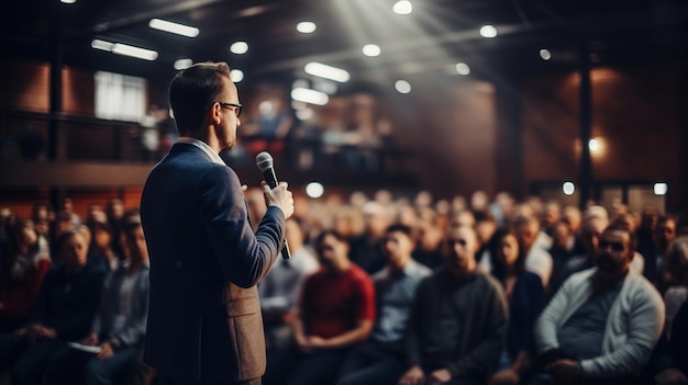 Photo Male Business Executive prononçant un discours