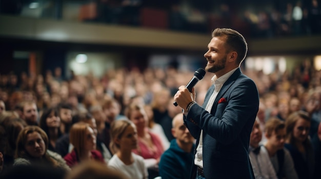 Photo Male Business Executive prononçant un discours