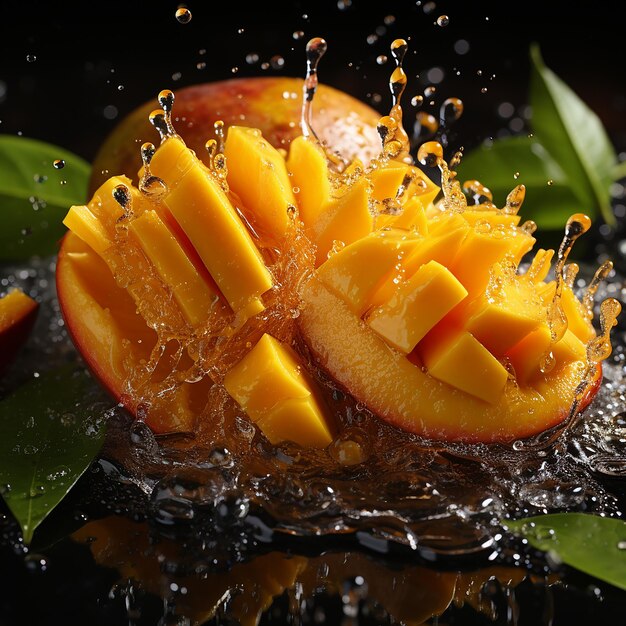 Photo de mangue avec éclaboussure d'eau