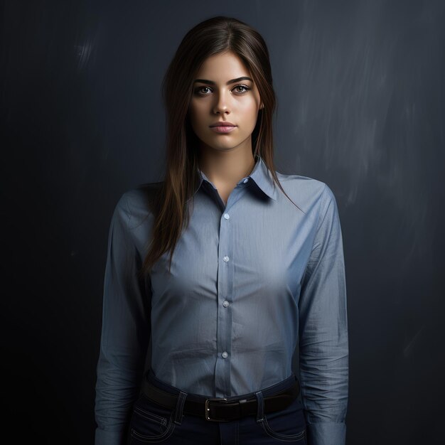 Photo d'un mannequin portant une chemise professionnelle d'entreprise avec une partie de la chemise en denim et le reste de la chemise en coton