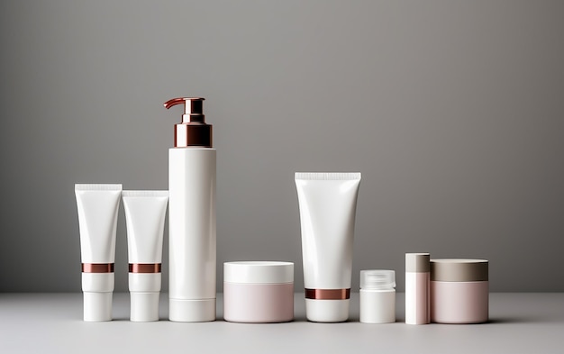 Photo de maquette de bouteilles de produits de beauté pour soins capillaires et soins de la peau