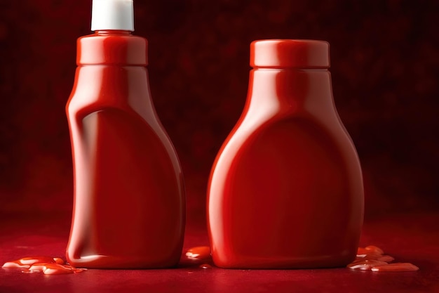 Photo photo de maquette d'emballage du produit de la bouteille de ketchup squeeze photo de publicité du studio