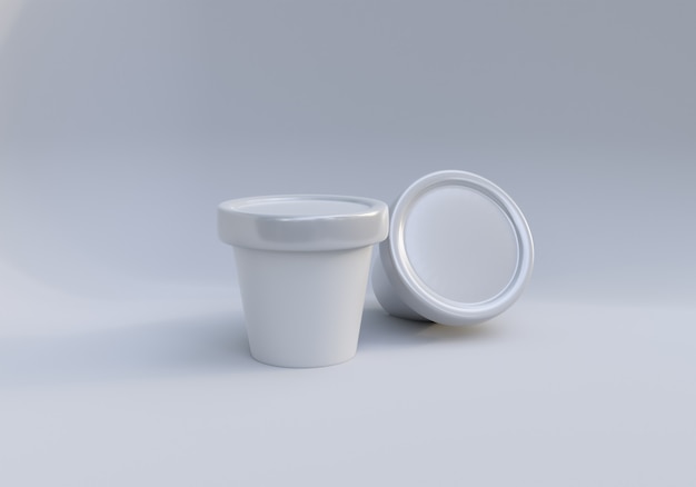 Photo de maquette d'emballage de pot de crème glacée sur fond blanc