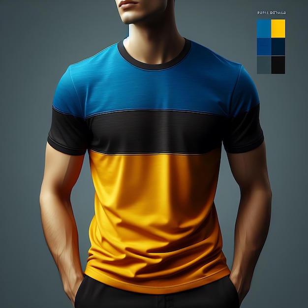 Photo de maquette de t-shirt jaune simple pour hommes générée par ai