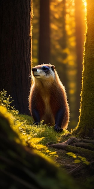 Photo d'une marmotte dans la forêt