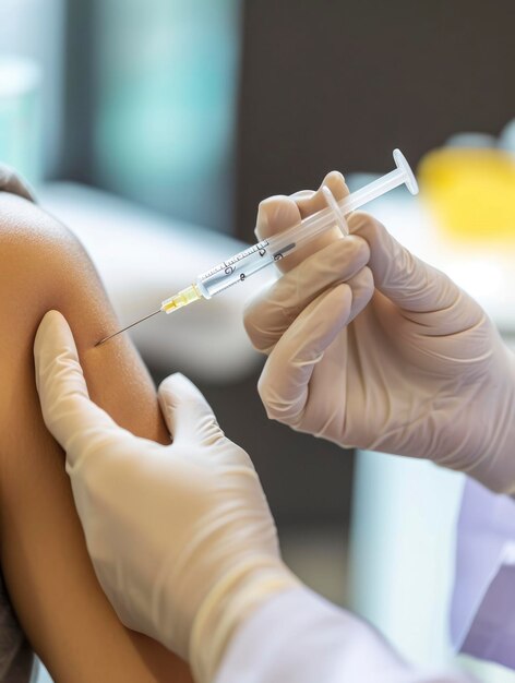 Photo photo d'un médecin préparant un vaccin médical