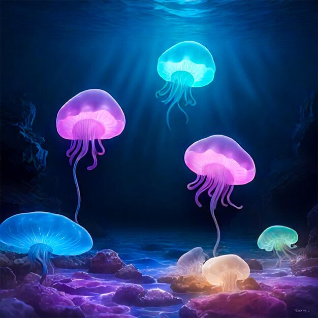 Photo photo de méduse colorée arrière-plan de méduse couleur