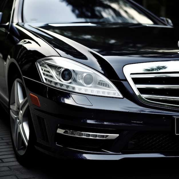 PHOTO Une mercedes noire avec une plaque d'immatriculation qui dit mercedes dessus